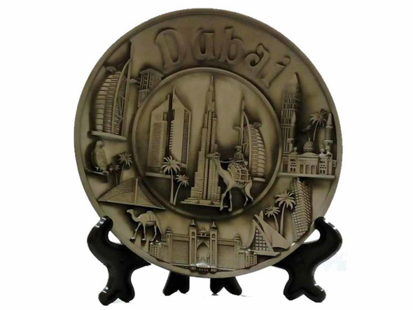 Luxury Metal wall hanging plate , Dubai souvenir , with Dubai Famous Buildings Premium Design Showcase