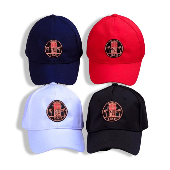 A premium unisex summer cap in a neutral tone featuring high-quality embroidery of the Dubai skyline.