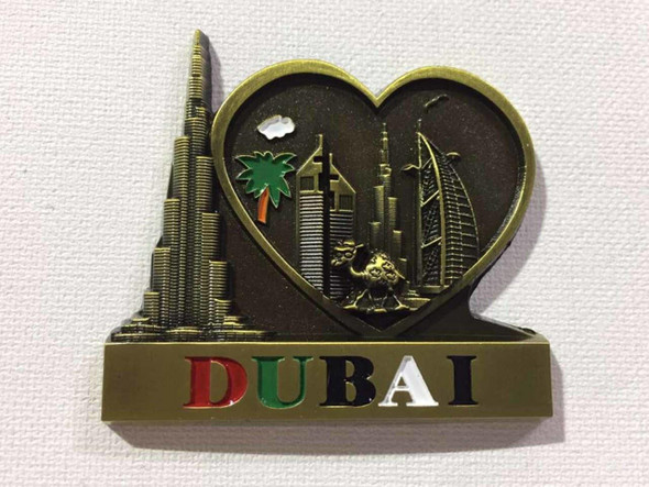 Dubai Magnet | Golden Fridge Magnet | Heart Shaped Magnet - Luxury Handcrafted Souvenir Craftihouse Dubai