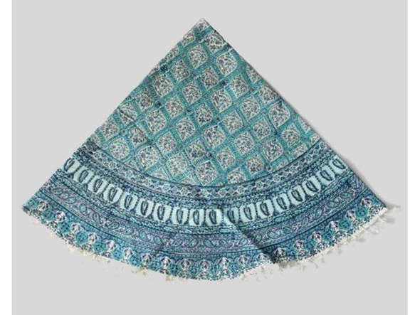 Exclusive Artisan Light Blue Round Textile Fine Craftsmanship Detail
