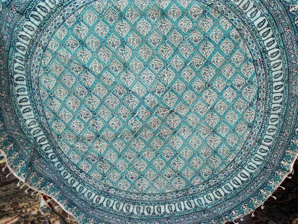 Handcrafted Artisan Light Blue Round Textile Lifestyle Visual