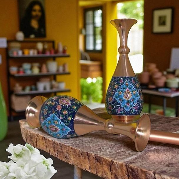 Exclusive Hand Painted Copper Flower Fine Craftsmanship Detail