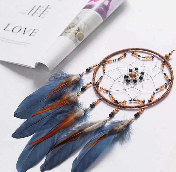 Luxury Blue feather  Handmade Feather Dream Catcher , Hanging Decoration Premium Design Showcase