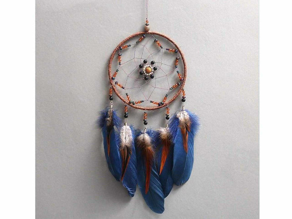 Handcrafted Blue feather  Handmade Feather Dream Catcher , Hanging Decoration Lifestyle Visual