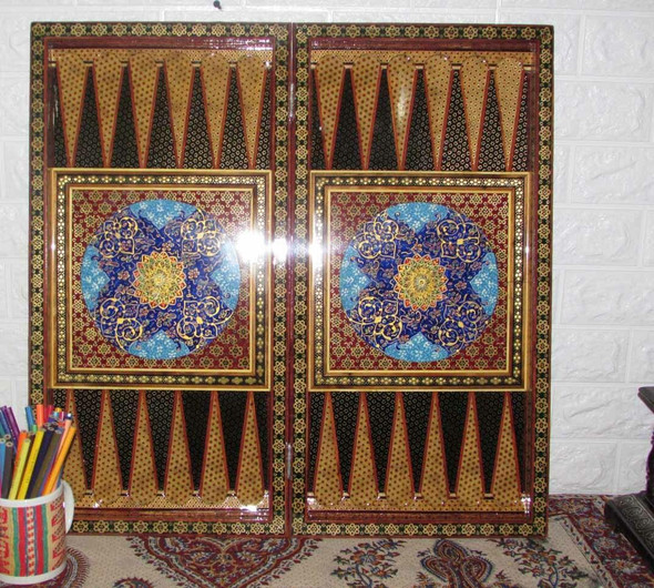 Backgammon | Sophisticated Tazhib Painted Box | Elegant Cultural Gift - Luxury Handcrafted Art Craftihouse Dubai