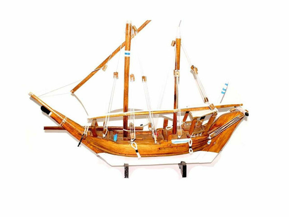 Detailed view of the 12-inch wooden dhow, showcasing exceptional scale and superior maritime craftsmanship.