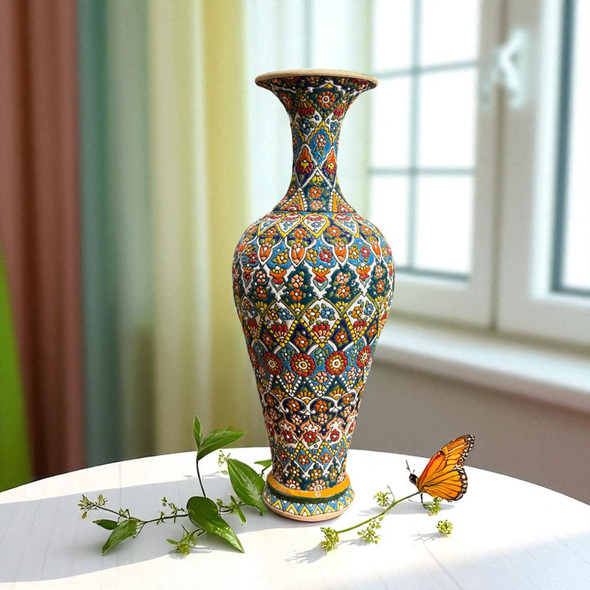 Handcrafted Artisan Hand Painted Ceramic Flower Vase Lifestyle Visual