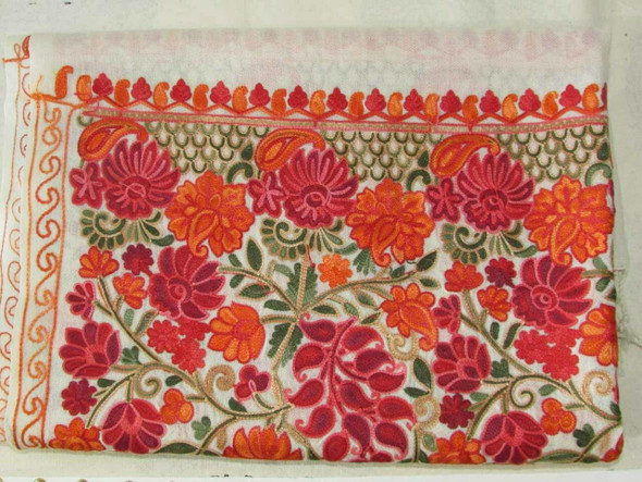 Exclusive Beautiful white base floral pattern  Embroidered Shawl , handmade silk embroidered on cotton Fine Craftsmanship Detail