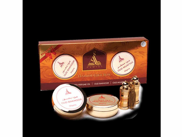 Luxury HAMIDI GIFT BOX , Oud Bakhoor gift Set Premium Design Showcase