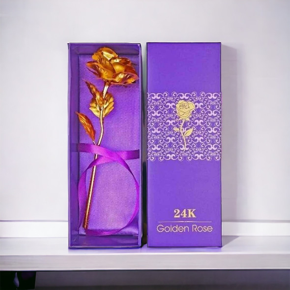 Artisan 24k Golden color  Rose Flower , golden Rose with Gift Box High-Resolution Product Shot