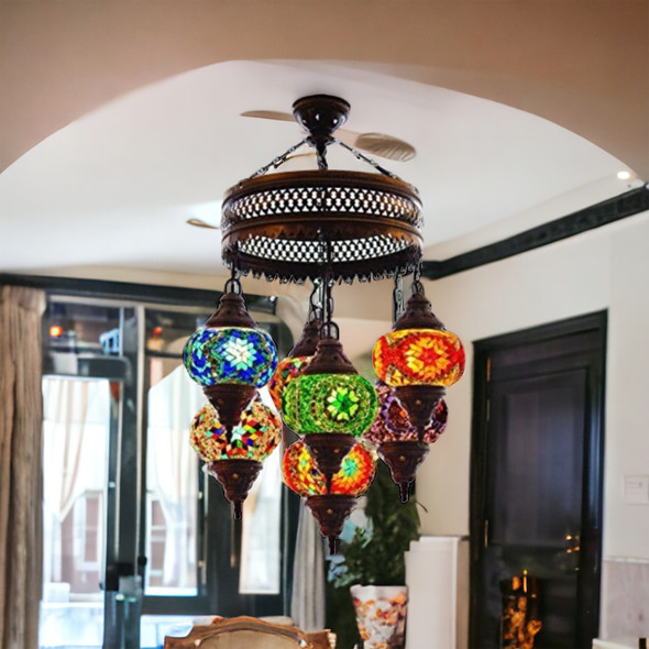 Turkish Mosaic Chandelier 7 | Handcrafted Glass Lamp | Authentic Middle Eastern Art - Luxury Handcrafted Art Craftihouse Dubai