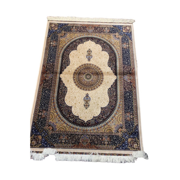 Floral Pattern Silk Carpet 150x100 Cm - Floor - Machine Made Silk Carpet | Luxury Islamic Gift Idea | Traditional Mihrab Design Rug - Luxury Handcrafted Art Craftihouse Dubai