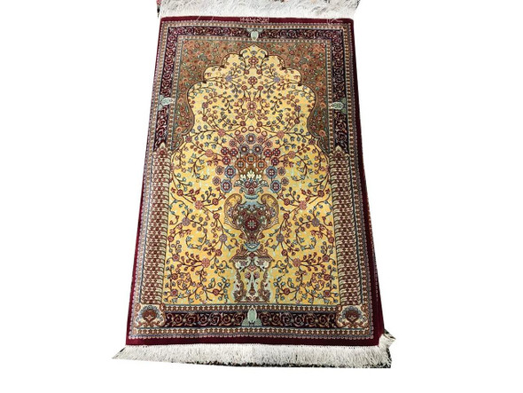 Flower Vase Pattern Handmade Silk Carpet Qom Silk Carpet Handmade Carpet | Luxury Heritage Decor & Unique Artisan Piece - Luxury Handcrafted Art Craftihouse Dubai