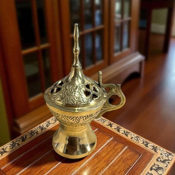 Premium Arabic Brass Madkhan Handcrafted Detail View