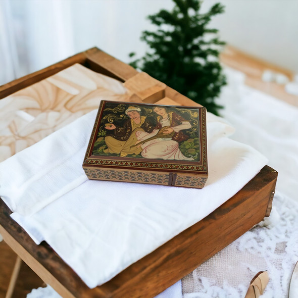 Hand Painted Jewelry - Leyla | Premium Marquetry Keepsake Box | Traditional Craftsmanship - Luxury Handcrafted Art Craftihouse Dubai