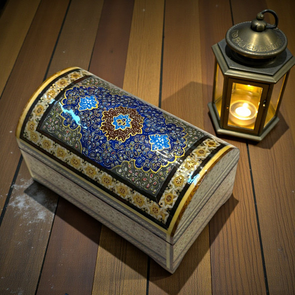 Dome Shaped Khatamkari Inlaid With | Premium Marquetry Keepsake Box | Traditional Craftsmanship - Luxury Handcrafted Art Craftihouse Dubai