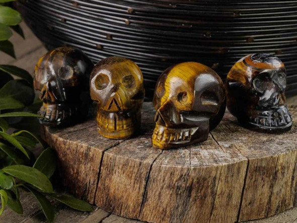 Tiger Eye's Crystal Skull | Unique Cultural Mineral Art | Sophisticated Home Decor - Luxury Handcrafted Art Craftihouse Dubai