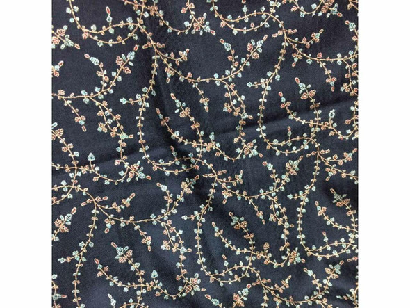 Artisan Dark Blue  Embroidered Sozni Pure Pashmina Shawl High-Resolution Product Shot