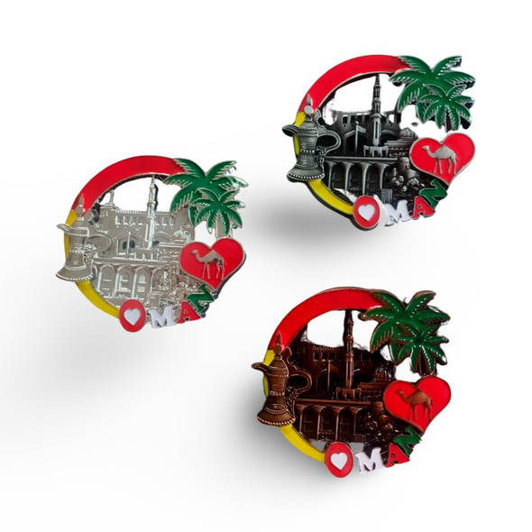Awesome 3 Pcs Set Metal Omani | Premium Magnetic Artwork | Iconic Landmark Keepsake - Luxury Handcrafted Art Craftihouse Dubai