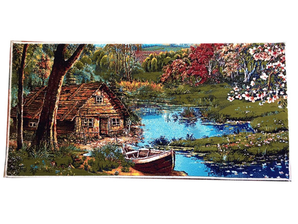 House And River Wall Decor Carpet 3d Effect Carpet Machine Made 100x50cm | High-end Boutique Souvenir | Crafted In Dubai - Luxury Handcrafted Art Craftihouse Dubai