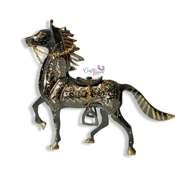 Metal Horse Sculpture Engraved Horse | Luxury Heritage Gift & Cultural Souvenir - Luxury Handcrafted Art Craftihouse Dubai