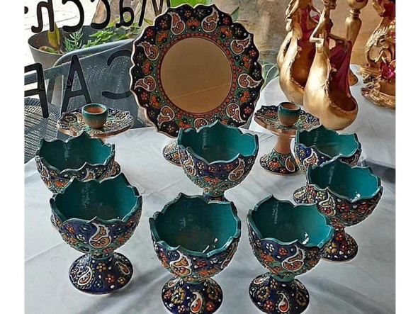 Handcrafted Cute hand enamel painted Ceramic haftseen with cute birds – ... - Luxury Handcrafted Art Craftihouse Dubai