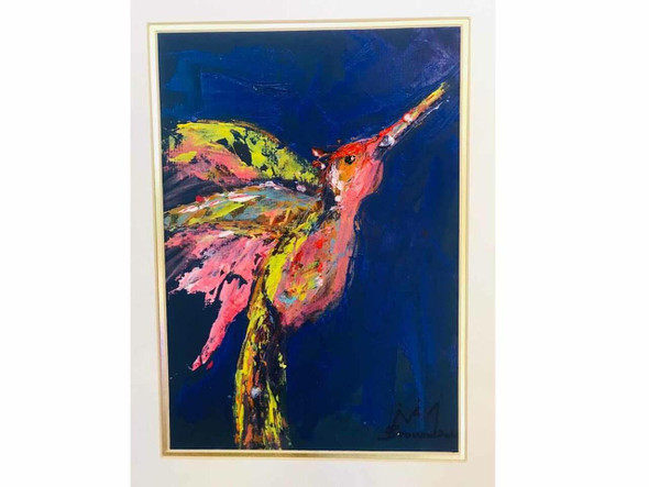 Luxury Acrylic Painting Original On Hard Mount Board Modern Art Blue Bird Premium Design Showcase
