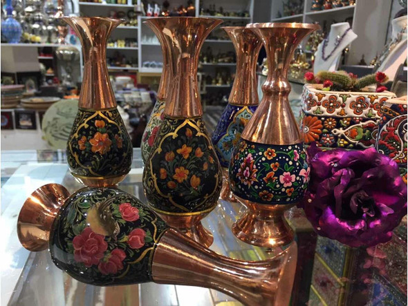 Exclusive Artisan 16cm Copper Flower Vase Fine Craftsmanship Detail