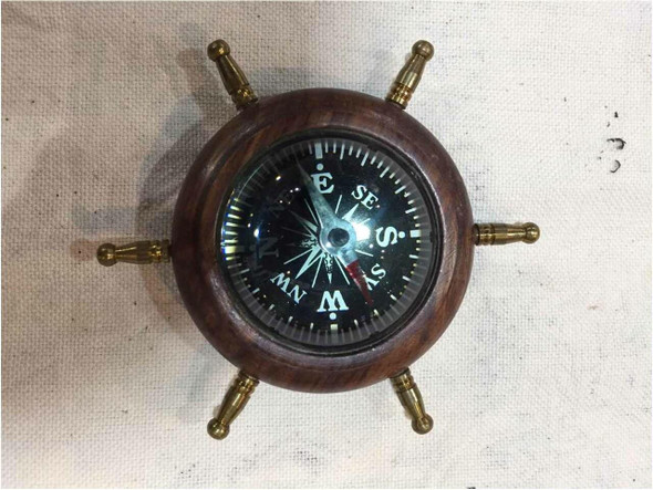 Wheel Shape Compass Wooden-brass Compass 8 Cm | Premium Handcrafted Gift & Cultural Souvenir - Luxury Handcrafted Art Craftihouse Dubai