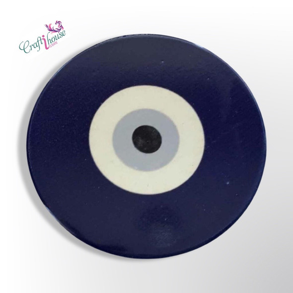 Craftihouse branded circular ceramic coaster, beautifully designed with the iconic protective Evil Eye pattern.