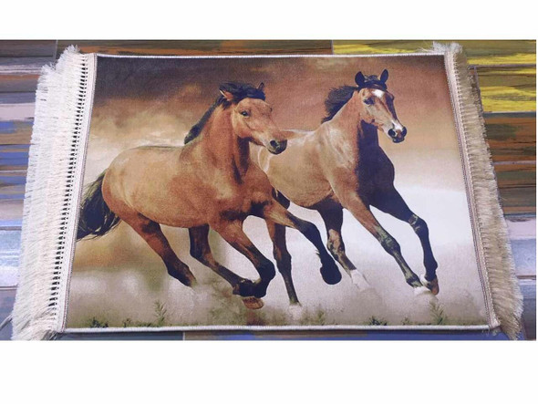 Horse Pattern Carpet Machine Made Carpet 100x70cm | High-end Boutique Souvenir | Crafted In Dubai - Luxury Handcrafted Art Craftihouse Dubai