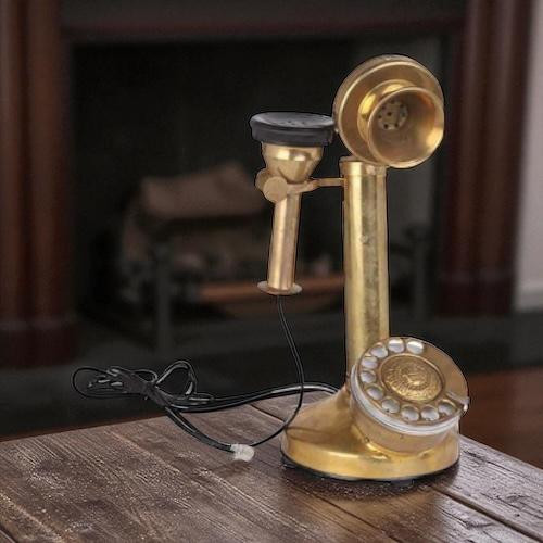 Golden Antique Style Telephone | Artisan Home Decor Piece | Unique Middle Eastern Art - Luxury Handcrafted Art Craftihouse Dubai