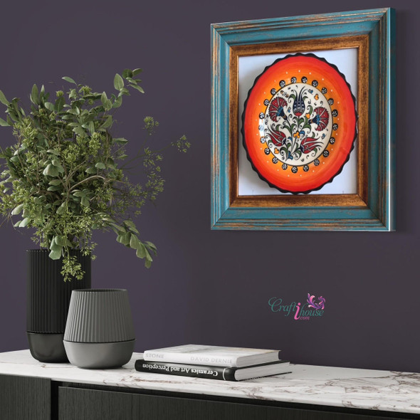 Handcrafted Handcrafted 29cm Framed Turkish Ceramic Plate Lifestyle Visual