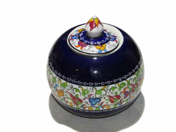 Exclusive Marmara Çini Ceramic Jar with Lid Fine Craftsmanship Detail