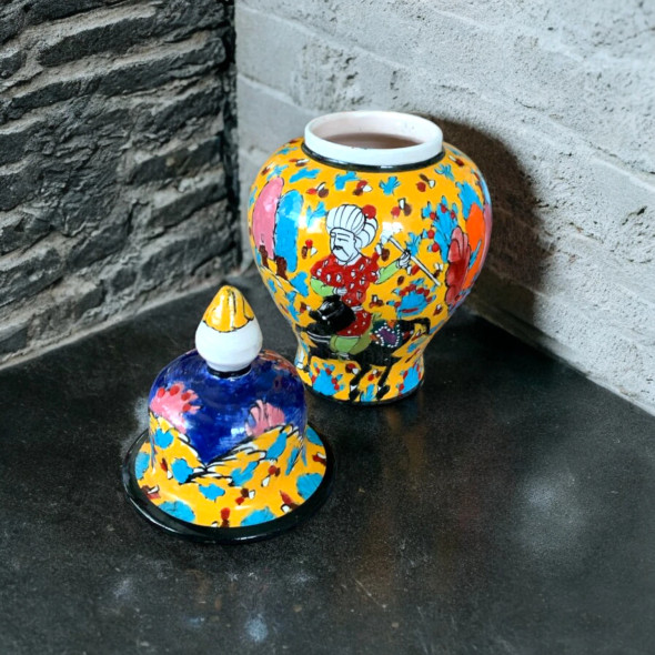 ceramic jar with lid 20cm tall Iznik vase centerpiece gift