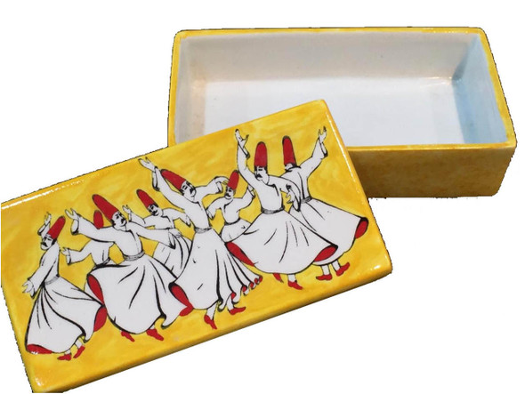 Exclusive Ceramic jewelry box , Rumi Dance candy bow with lid , Turkish Handicrafts , ceramic gift box Fine Craftsmanship Detail