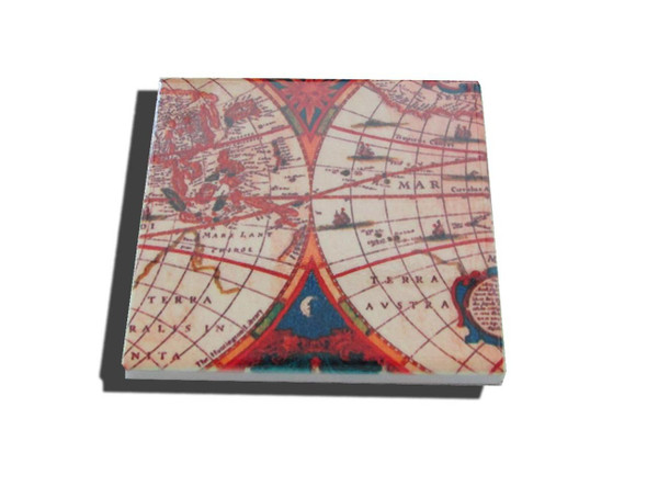 world map ceramic coaster gift idea