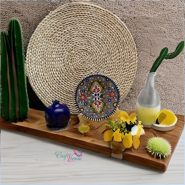 Exclusive handmade pottery plate , wall hanging clay plate , living room wall decor Fine Craftsmanship Detail