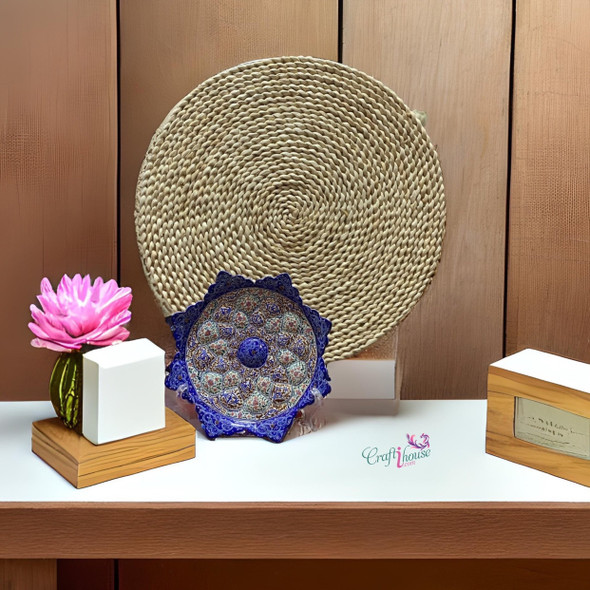 Exclusive 16Cm Minakari Copper Plate Fine Craftsmanship Detail