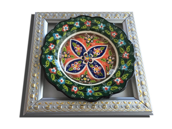 Luxury Traditional Turkish Ceramic Plate Framed Art Premium Design Showcase