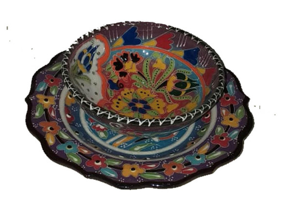 Handcrafted Handcrafted Assorted color set of ceramic Turkish Bowl and Plate Lifestyle Visual