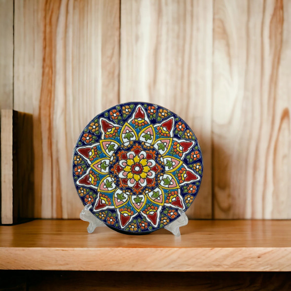 Andalusian style handcrafted earthenware decorative plate 15cm wall hanging home decor