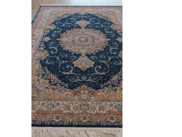 Blue Pattern Carpet 300x200 Cm Machine Made Acrylic Carpet Machine Made Rug | Premium Islamic Prayer Mat | Traditional Janamaz Decor - Luxury Handcrafted Art Craftihouse Dubai