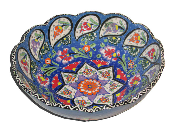 A collection of assorted blue pattern bowls showing the unique variations in design available in the 20 cm handmade series.