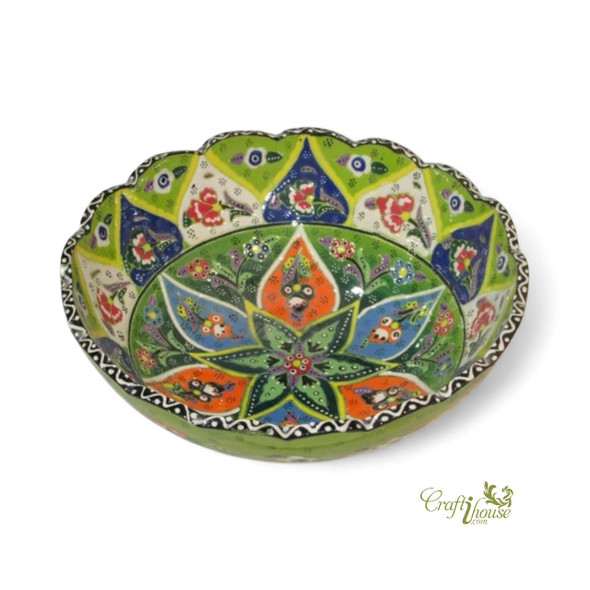 Exclusive Artisan 20cm Handmade Iznik Pattern Serving Bowl Fine Craftsmanship Detail