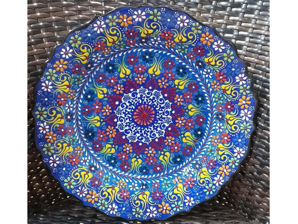 Luxury Blue color  Dinner Plate , Wall hanging Handmade plate 30 cm Premium Design Showcase