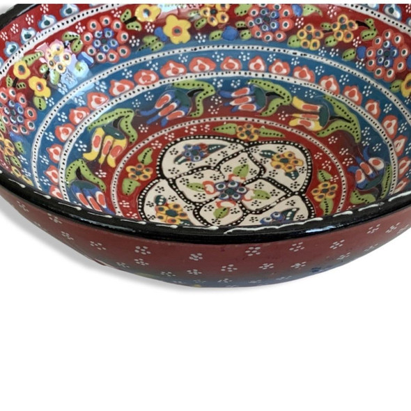 Exclusive Handcrafted Blue pattern ceramic fruit serving bowl 25 cm Fine Craftsmanship Detail