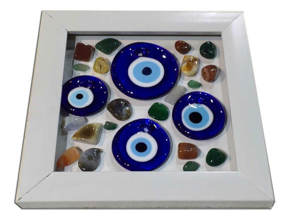 Assorted Pattern Wall Mount Stone | Handcrafted Blue Glass Talisman | Home Protection Art - Luxury Handcrafted Art Craftihouse Dubai