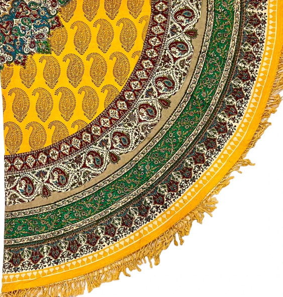 Exclusive Artisan Yellow pattern cotton Round Fine Craftsmanship Detail