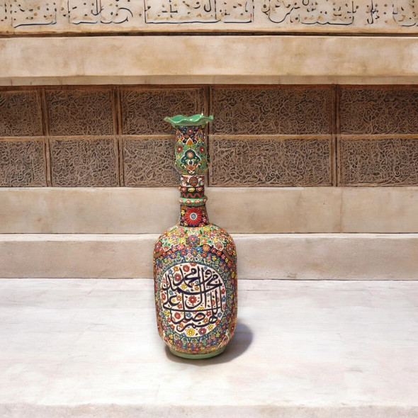 Exclusive Handcrafted Handmade Flower Vase with Islamic Calligraphy Fine Craftsmanship Detail